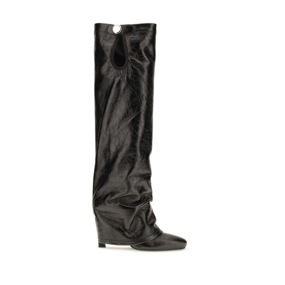 The Attico Black Calf Leather Bos Taurus Ankle Women's Boots